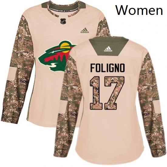 Womens Adidas Minnesota Wild 17 Marcus Foligno Authentic Camo Veterans Day Practice NHL Jersey
